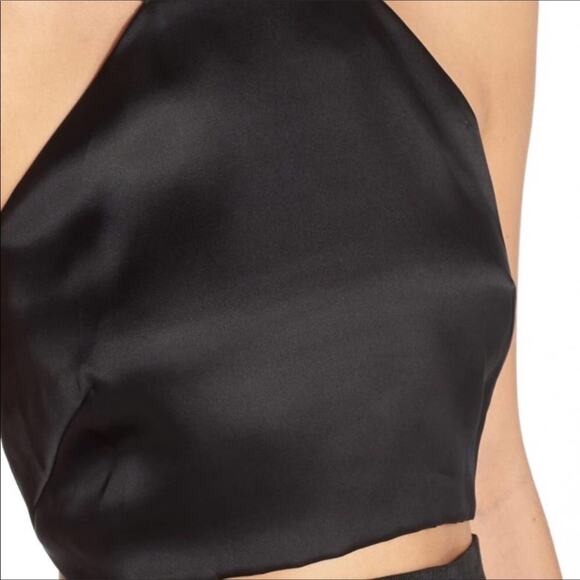 Milly NWT Black Silk Blouse Spaghetti Strap Cropped Audrey Top - Picture 2 of 8